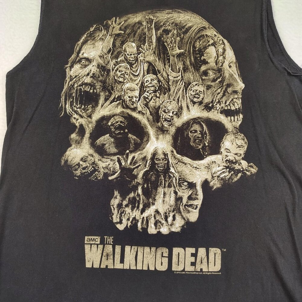 The Walking Dead Sleeveless Tank Mens sz M Black Zombie Skull - Picture 4 of 8